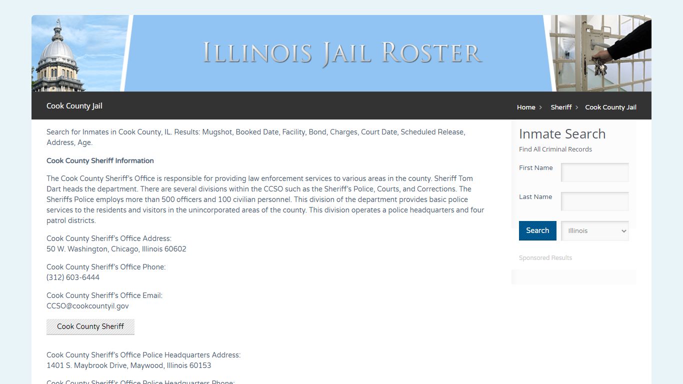 Cook County Jail | Jail Roster Search